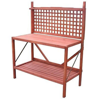 Outdoor Folding Wooden Potting Bench Garden Trellis with Storage Space - YourGardenStop