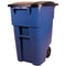 50 Gallon Blue Commercial Heavy Duty Rollout Trash Can WasteUtility Container - YourGardenStop