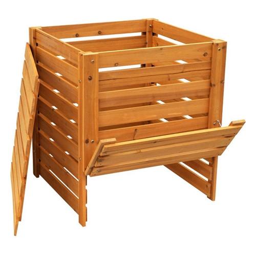 Solid Wood 90 Gallon Compost Bin with Removable Top and Hinged Side Panel - YourGardenStop