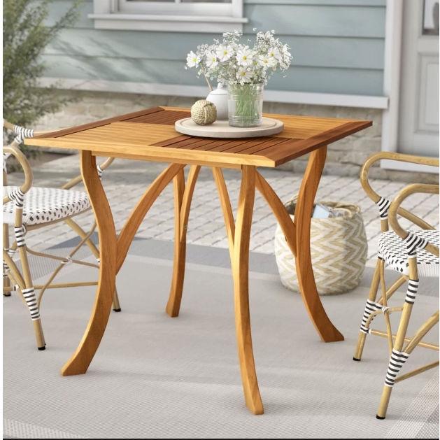 Outdoor Solid Wood 31.5 inch Square Patio Dining Table - YourGardenStop