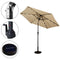 Beige 9-Ft Patio Umbrella with Steel Pole Crank Tilt and Solar LED Lights - YourGardenStop