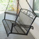 Wrought Iron Outdoor Patio 4-Ft Porch Swing in Black - YourGardenStop
