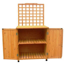 Outdoor Storage Solid Wood Cabinet Potting Bench with Hanging Lattice Trellis - YourGardenStop