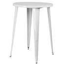 White 30 inch Round Outdoor Metal Bar Bistro Patio Table - YourGardenStop