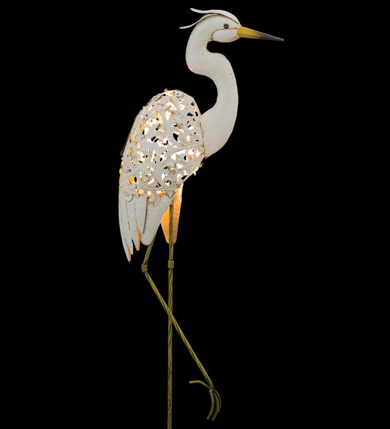 Solar Bird Stake - Egret by Regal - YourGardenStop