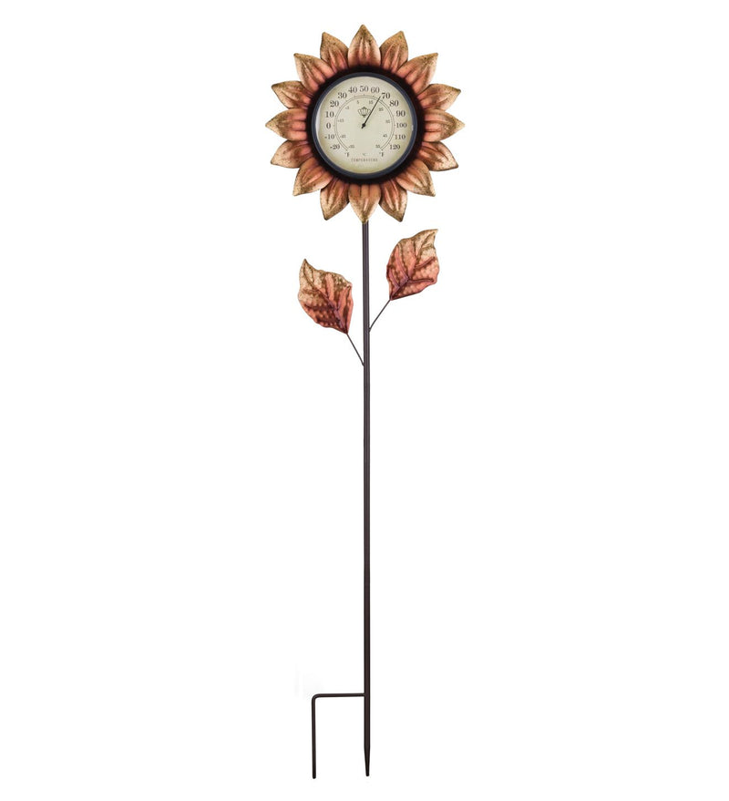 Flower Thermometer Stake by Regal (Yellow, Galvanized & Copper) - YourGardenStop