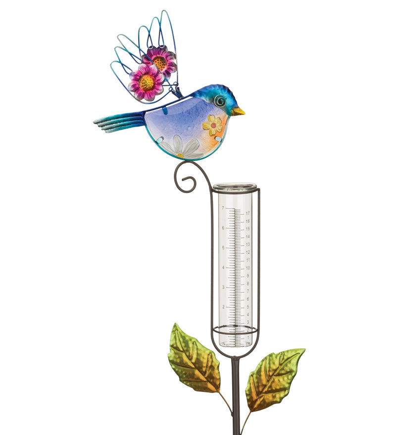 Bird Rain Gauge Stake (Pink, Orange, Blue & Green) - YourGardenStop