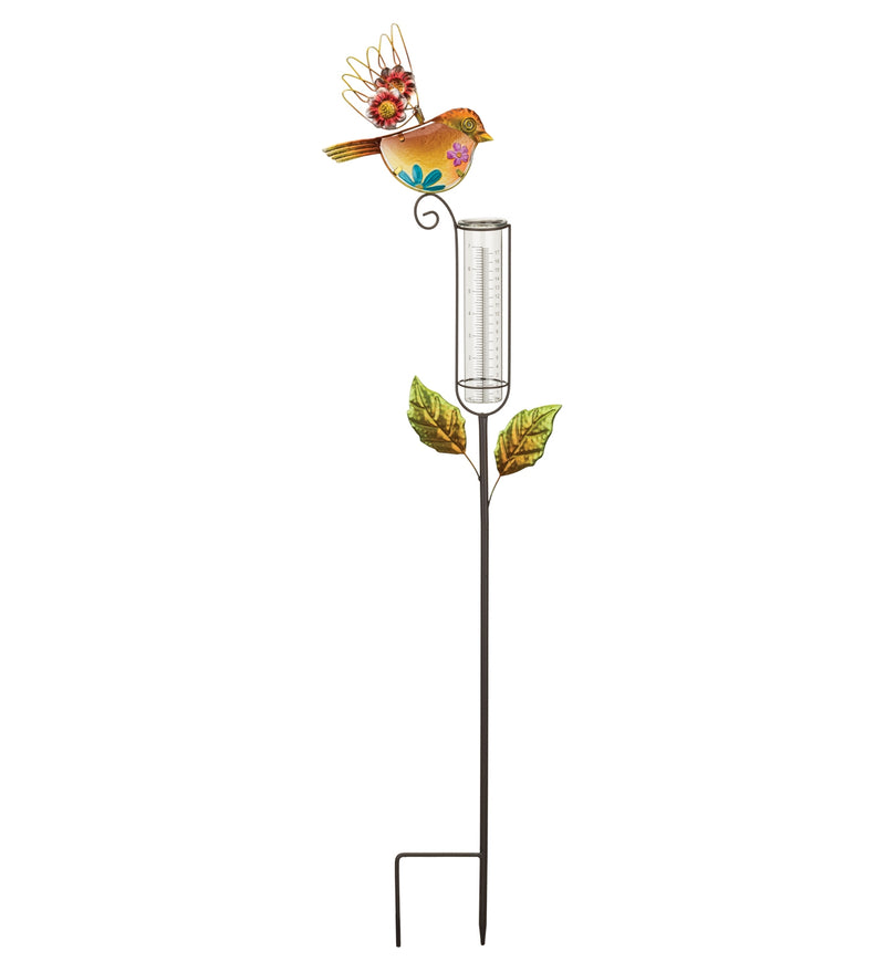 Bird Rain Gauge Stake (Pink, Orange, Blue & Green) - YourGardenStop