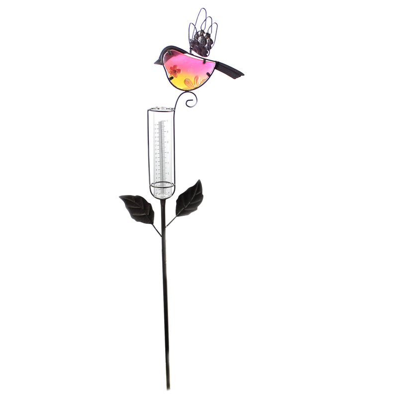 Bird Rain Gauge Stake (Pink, Orange, Blue & Green) - YourGardenStop