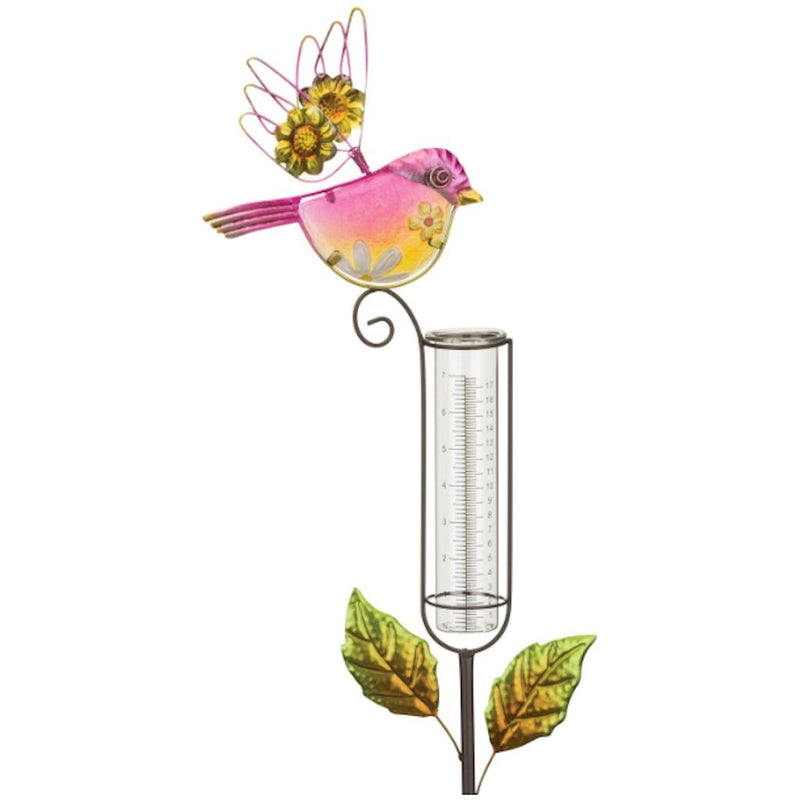 Bird Rain Gauge Stake (Pink, Orange, Blue & Green) - YourGardenStop