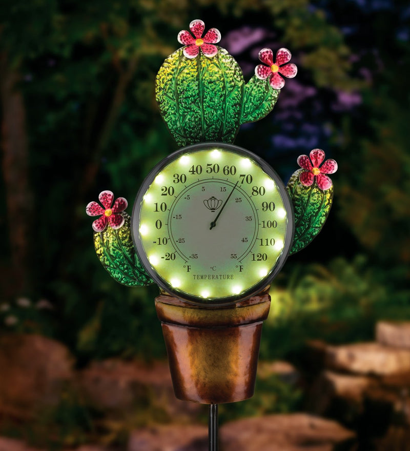 Cactus Thermometer Solar Stake by Regal - YourGardenStop