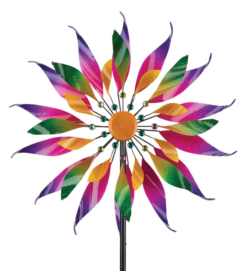 32" Triple Wind Spinner - Twisted Flower by Regal - YourGardenStop