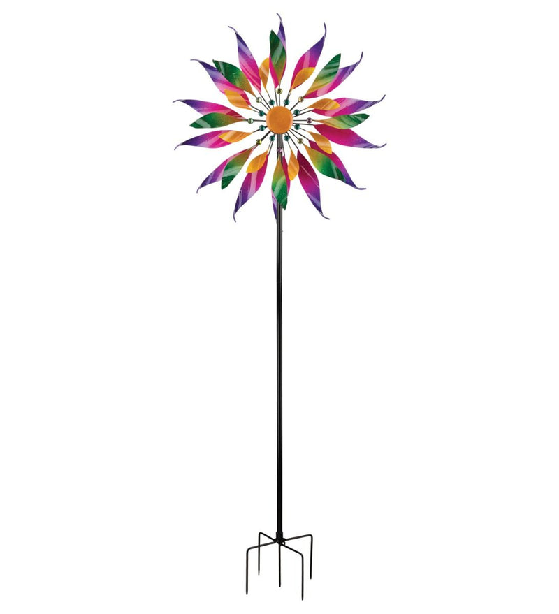 32" Triple Wind Spinner - Twisted Flower by Regal - YourGardenStop