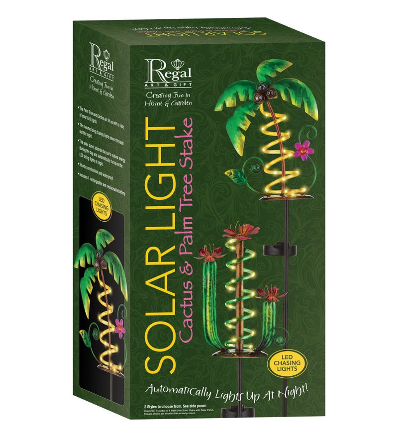 Palm Tree Solar Stake or Cactus Solar Stake by Regal - YourGardenStop