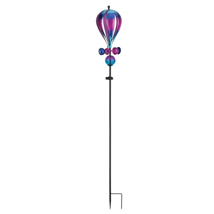 Balloon Solar Wind Spinner Stake by Regal (Purple or Rainbow or Strip) - YourGardenStop