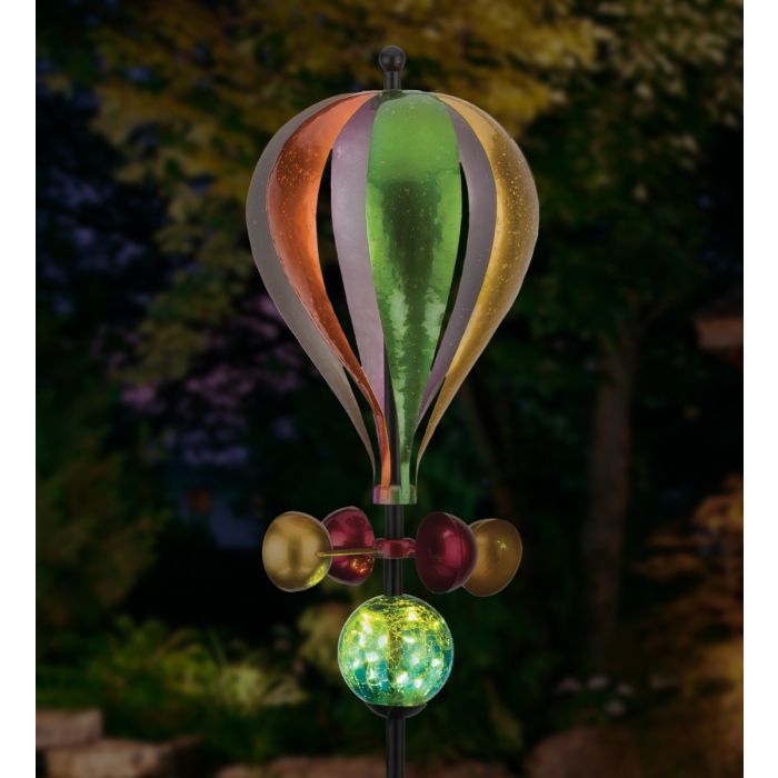 Balloon Solar Wind Spinner Stake by Regal (Purple or Rainbow or Strip) - YourGardenStop