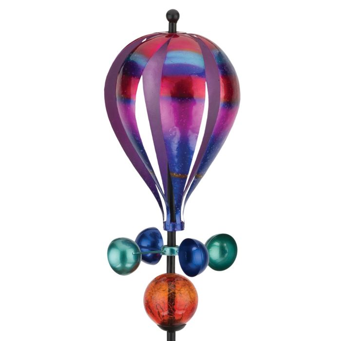 Balloon Solar Wind Spinner Stake by Regal (Purple or Rainbow or Strip) - YourGardenStop