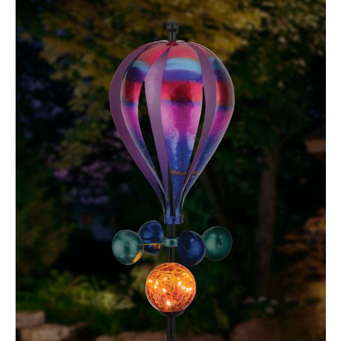 Balloon Solar Wind Spinner Stake by Regal (Purple or Rainbow or Strip) - YourGardenStop