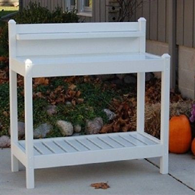 White PVC Potting Bench Outdoor Garden Bakers Rack - YourGardenStop
