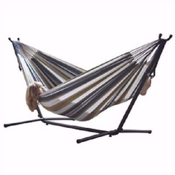 Desert Moon Pattern Cotton Hammock with 9-FT Steel Stand - YourGardenStop