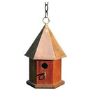 Mahogany Wood Songbird Birdhouse with Shiny Copper Roof - YourGardenStop