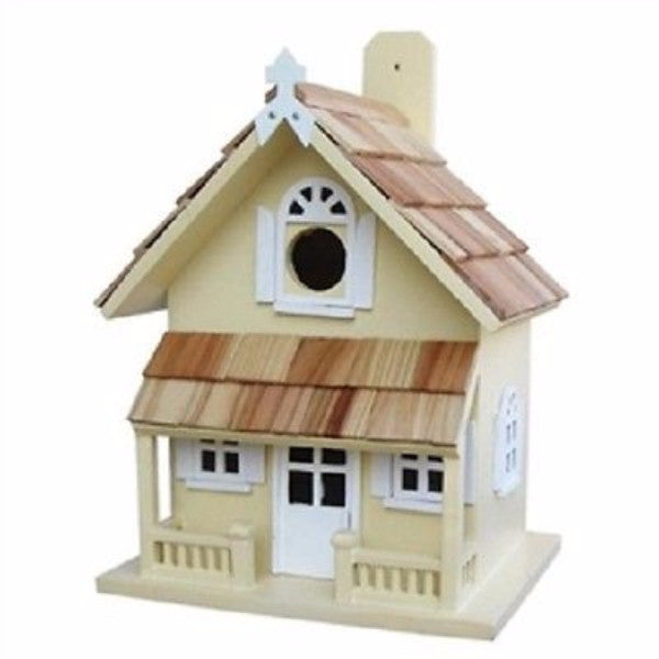 Yellow Victorian Cottage Wood Outdoor Birdhouse - YourGardenStop