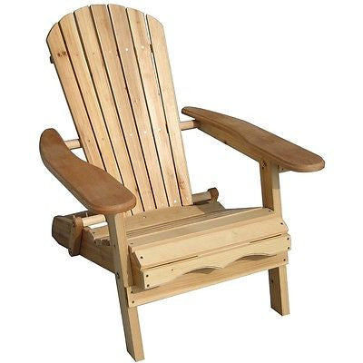 Folding Adirondack Chair for Patio Garden in Natural Wood Finish - YourGardenStop