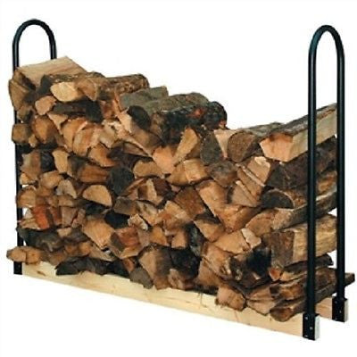 Black Powder Coated Steel Firewood Log Rack - 4ft - YourGardenStop