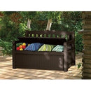 Brown Resin Outdoor Patio Garden Bench with Storage Box - YourGardenStop