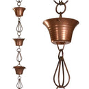 Pure Copper 8.5' Rain Chain w/10 Round Cups & Teardrop Chain-Links - YourGardenStop