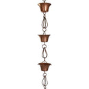 Pure Copper 8.5' Rain Chain w/10 Round Cups & Teardrop Chain-Links - YourGardenStop