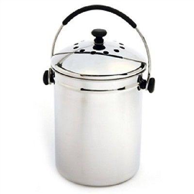 Stainless Steel Kitchen Compost Bin w/Charcoal Filter - YourGardenStop