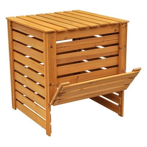 Solid Wood 90 Gallon Compost Bin with Removable Top and Hinged Side Panel - YourGardenStop