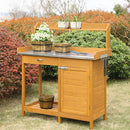 Outdoor Garden Organizer Stainless Steel Top Potting Bench Storage Cabinet - YourGardenStop