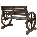 2 Person Farmhouse Wagon Wheel Wooden Bench - YourGardenStop