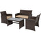 Brown Resin Wicker 4 Piece Modern Patio Furniture Set with Beige Padded Cushions - YourGardenStop
