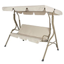Outdoor Porch Swing Patio Deck Glider with Canopy in Beige - YourGardenStop
