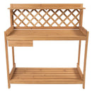 Solid Wood Garden Work Table Potting Bench in Natural Finish - YourGardenStop