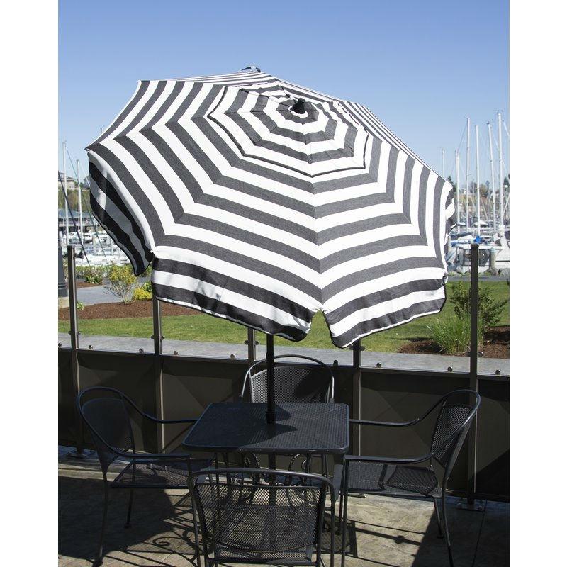 6 Foot Black White Stripe Drape Umbrella Manual Lift with Tilt - YourGardenStop