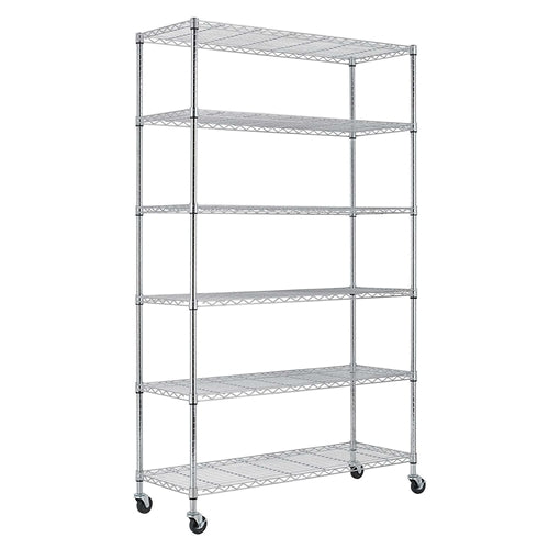 Heavy Duty 6-Shelf Metal Storage Rack Shelving Unit with Casters - YourGardenStop