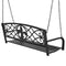 Farmhouse Black Sturdy 2 Seat Porch Swing Bench Scroll Accents - YourGardenStop