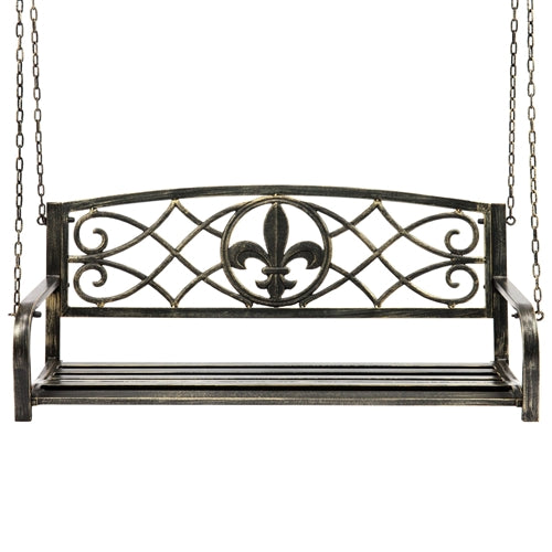 Farm Home Bronze Sturdy 2 Seat Porch Swing Bench Scroll Accents - YourGardenStop