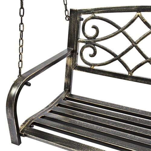 Farm Home Bronze Sturdy 2 Seat Porch Swing Bench Scroll Accents - YourGardenStop