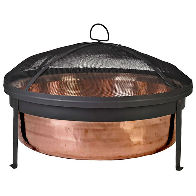 Solid 100-Percent Copper Fire Pit with Stand Screen and Cover - YourGardenStop