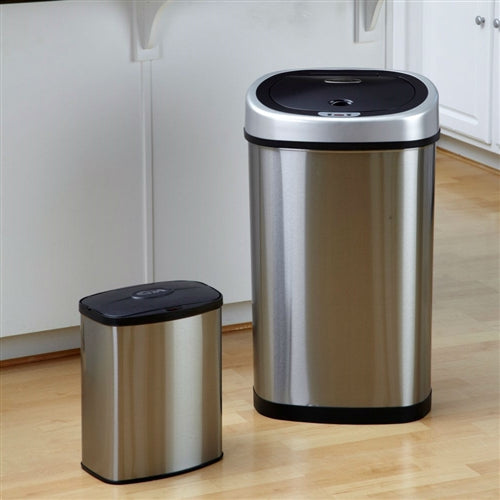Set of 2 - Stainless Steel Touchless Trash Cans in 2 and 13 Gallon sizes - YourGardenStop