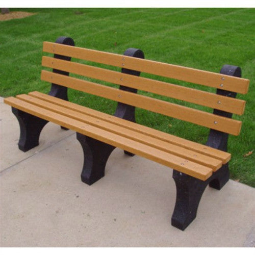 Eco-Friendly Plastic Commercial Grade Park Bench Cedar Color - YourGardenStop