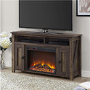 50-inch TV Stand in Medium Brown Wood with 1,500 Watt Electric Fireplace - YourGardenStop