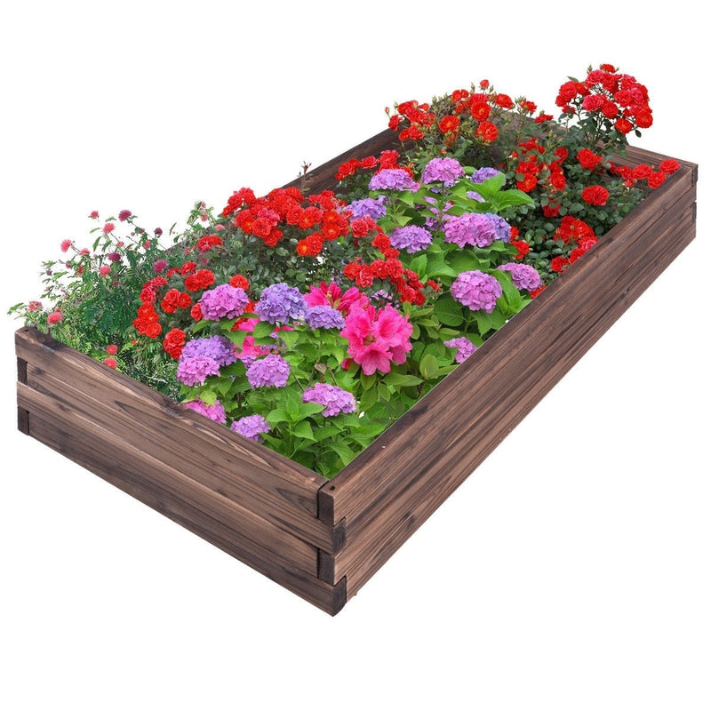 Solid Wood 4 ft x 2 ft Raised Garden Bed Planter 9 inch High - YourGardenStop
