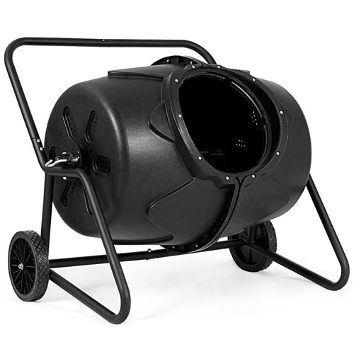 Outdoor Mobile 50-Gallon Compost Bin Tumbler on Wheels - YourGardenStop