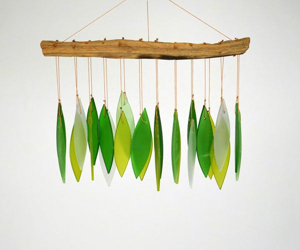Spring Leaves & Driftwood Glass Chime - YourGardenStop